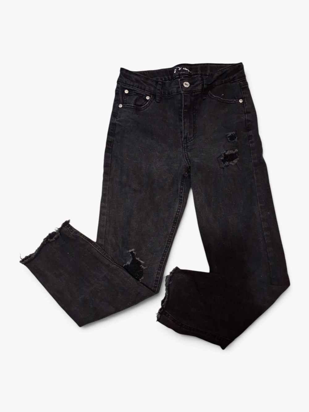 Art Class Girls Black Distressed Raw Hem Jeans 12